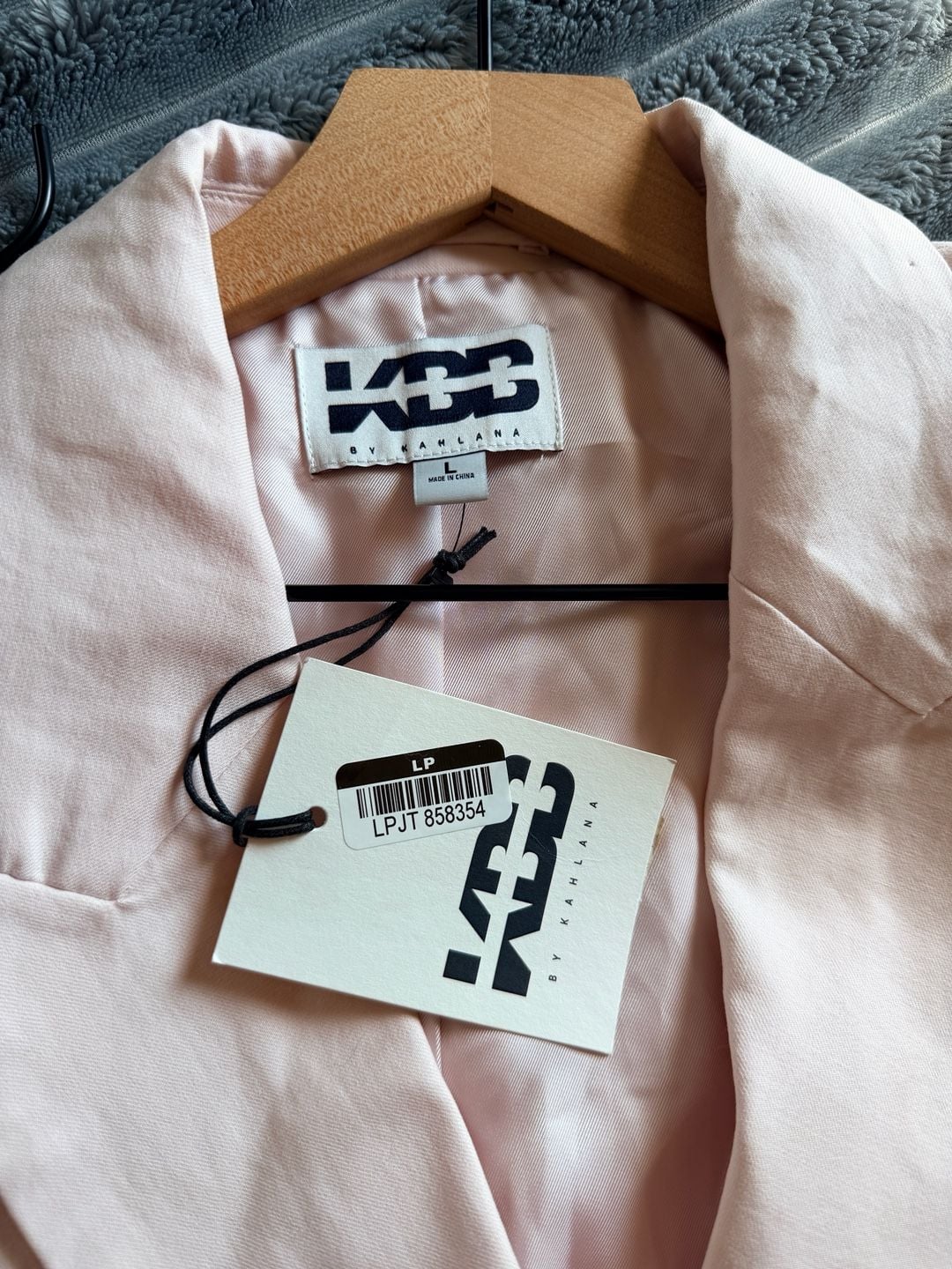 KBB by Kahlana Women’s Double Breasted Blazer Size L Pink Cotton Linen NWT 3