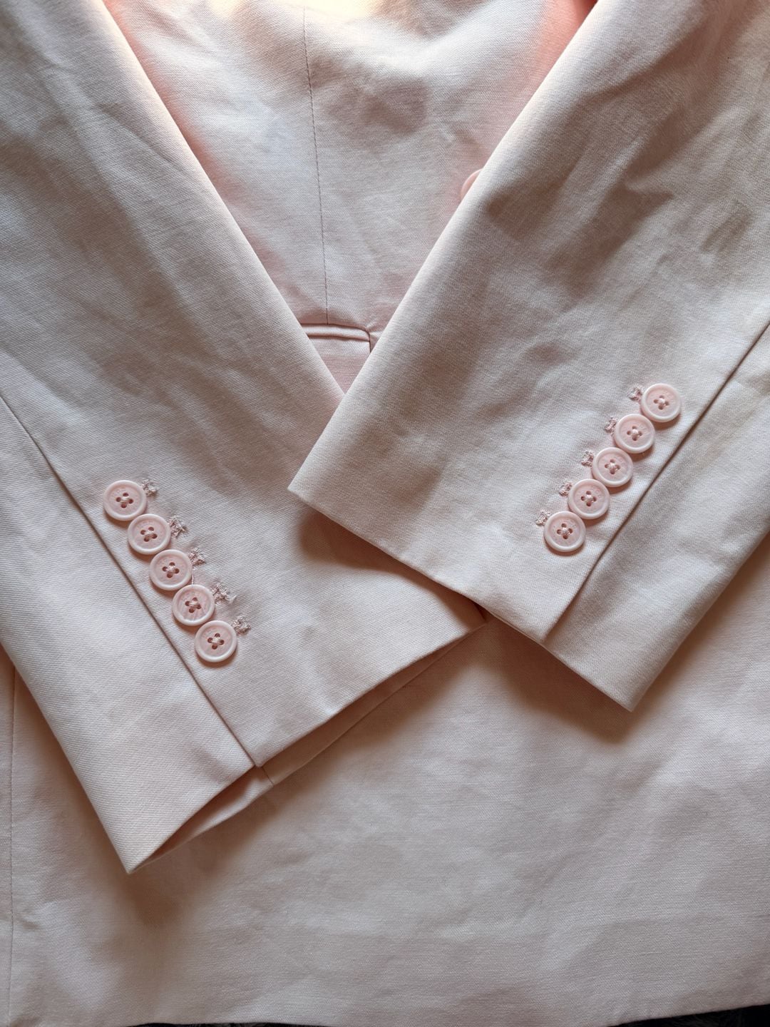 KBB by Kahlana Women’s Double Breasted Blazer Size L Pink Cotton Linen NWT 7