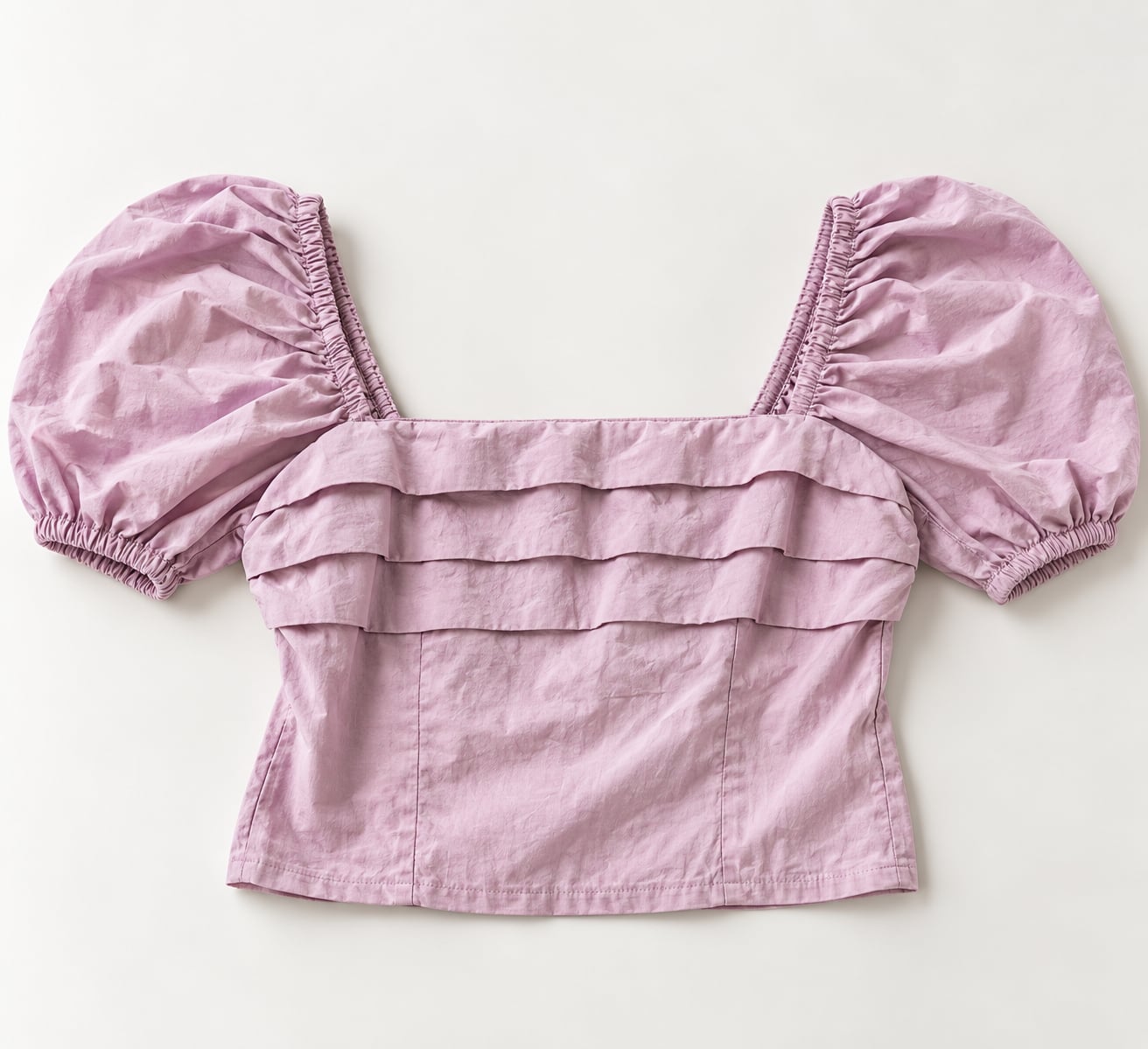 Sim & Sam Puff Sleeve Crop Top Size S Lilac Ruffle (b1) 2