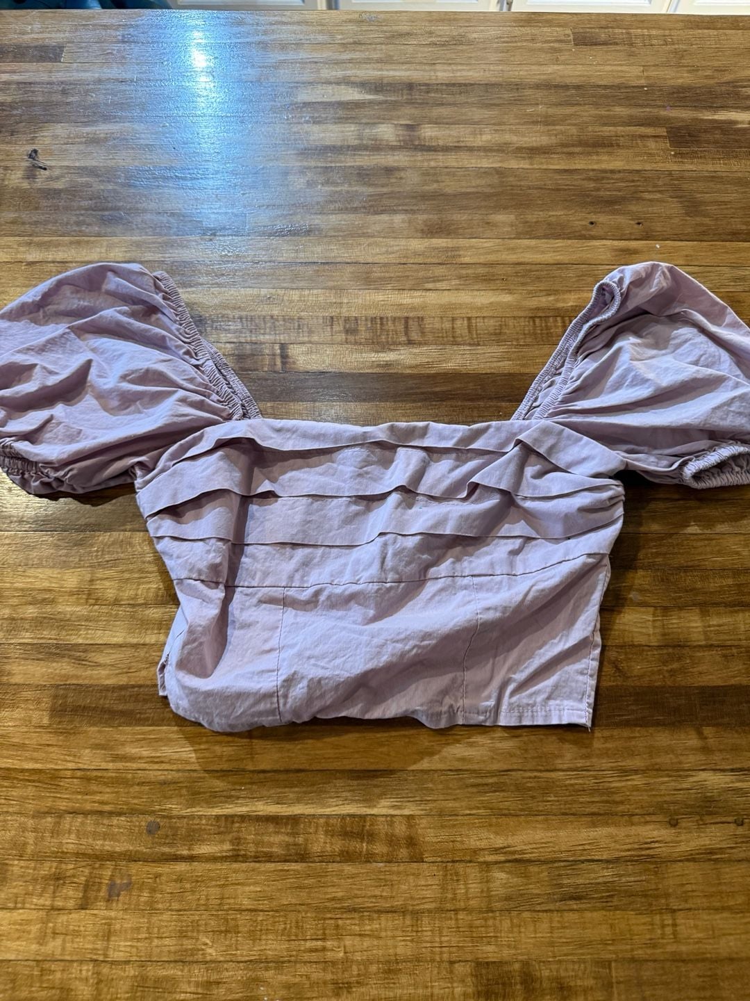 Sim & Sam Puff Sleeve Crop Top Size S Lilac Ruffle (b1) 3