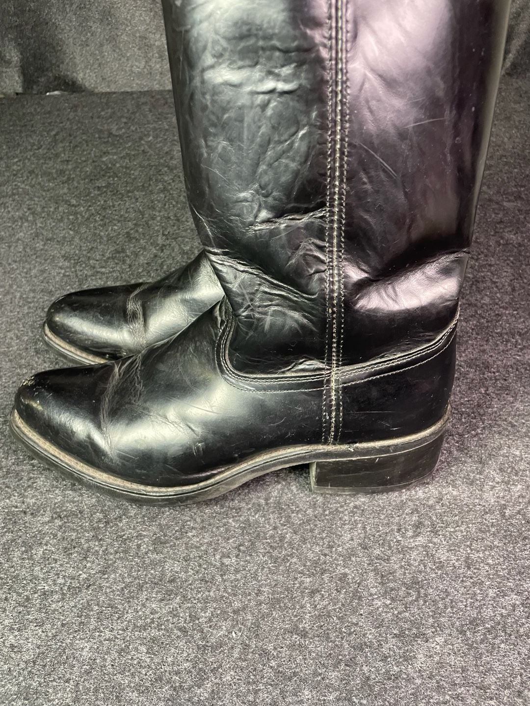 Acme Black Leather Roper Boots Size 10.5D Western Cowboy Motorcycle 8