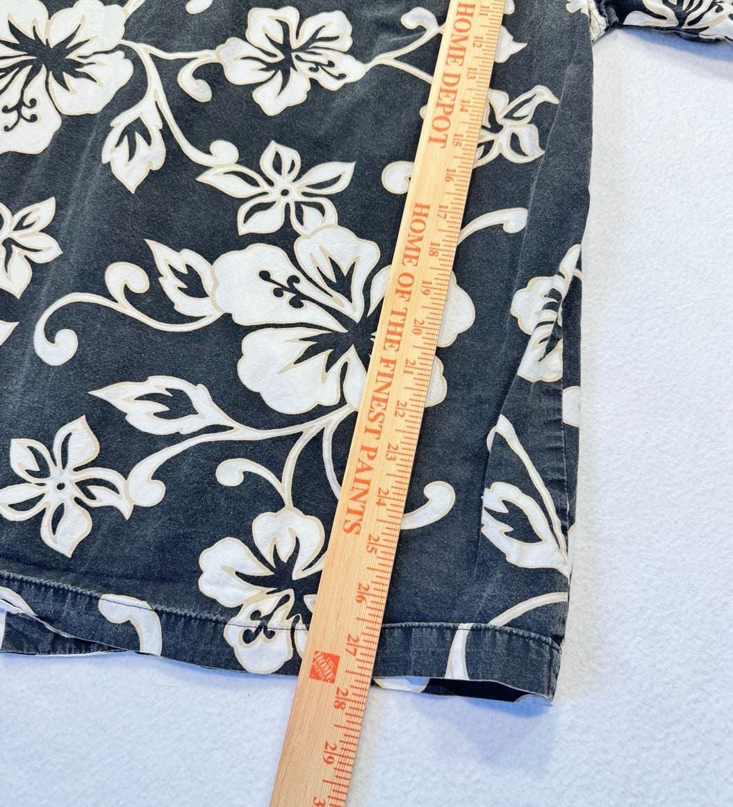 Vintage Toes on the Nose Men’s XL Hawaiian Shirt Black Hibiscus Aloha Surf 4