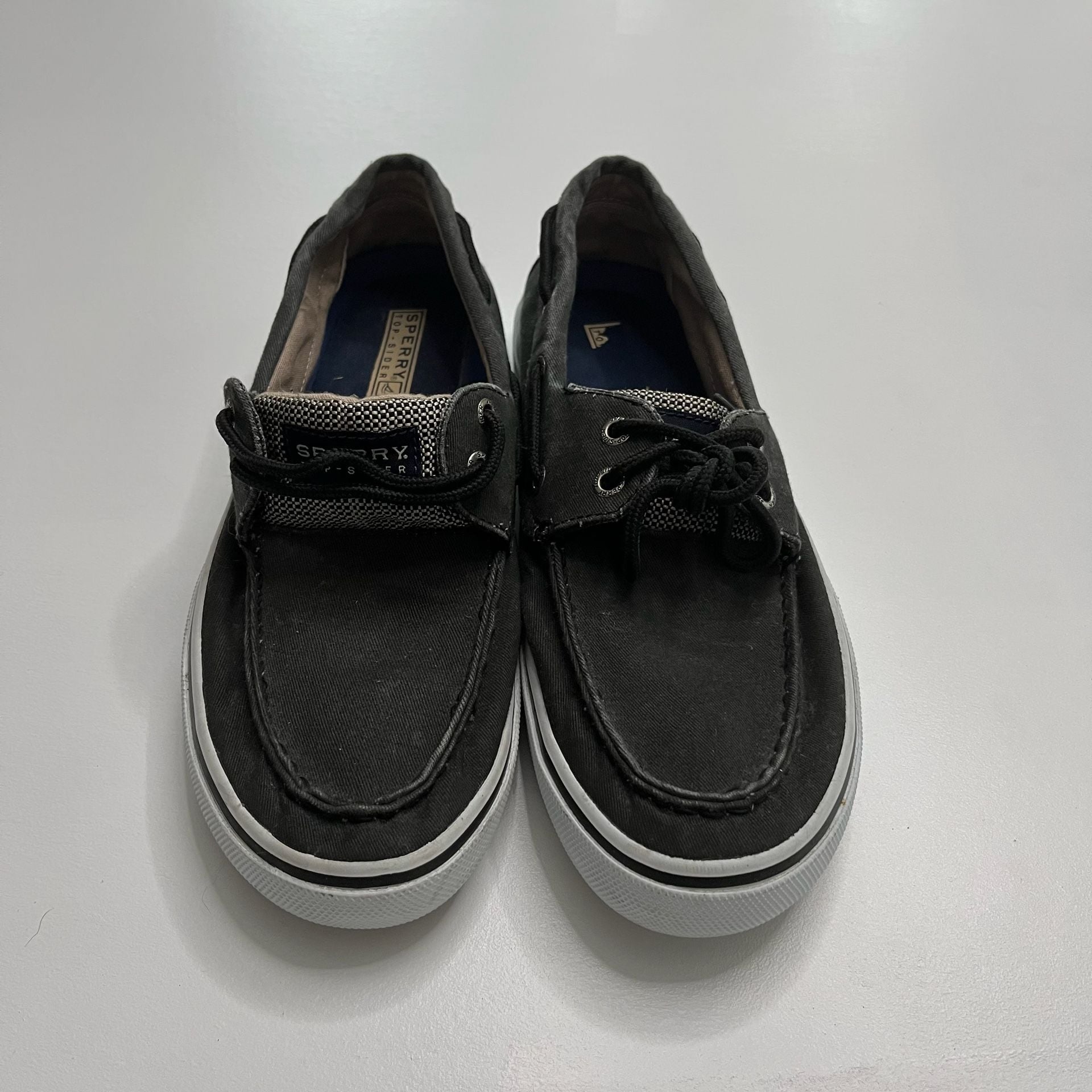 Sperry Halyard 2-Eye Size 8.5 M Black Canvas Boat Shoes 2