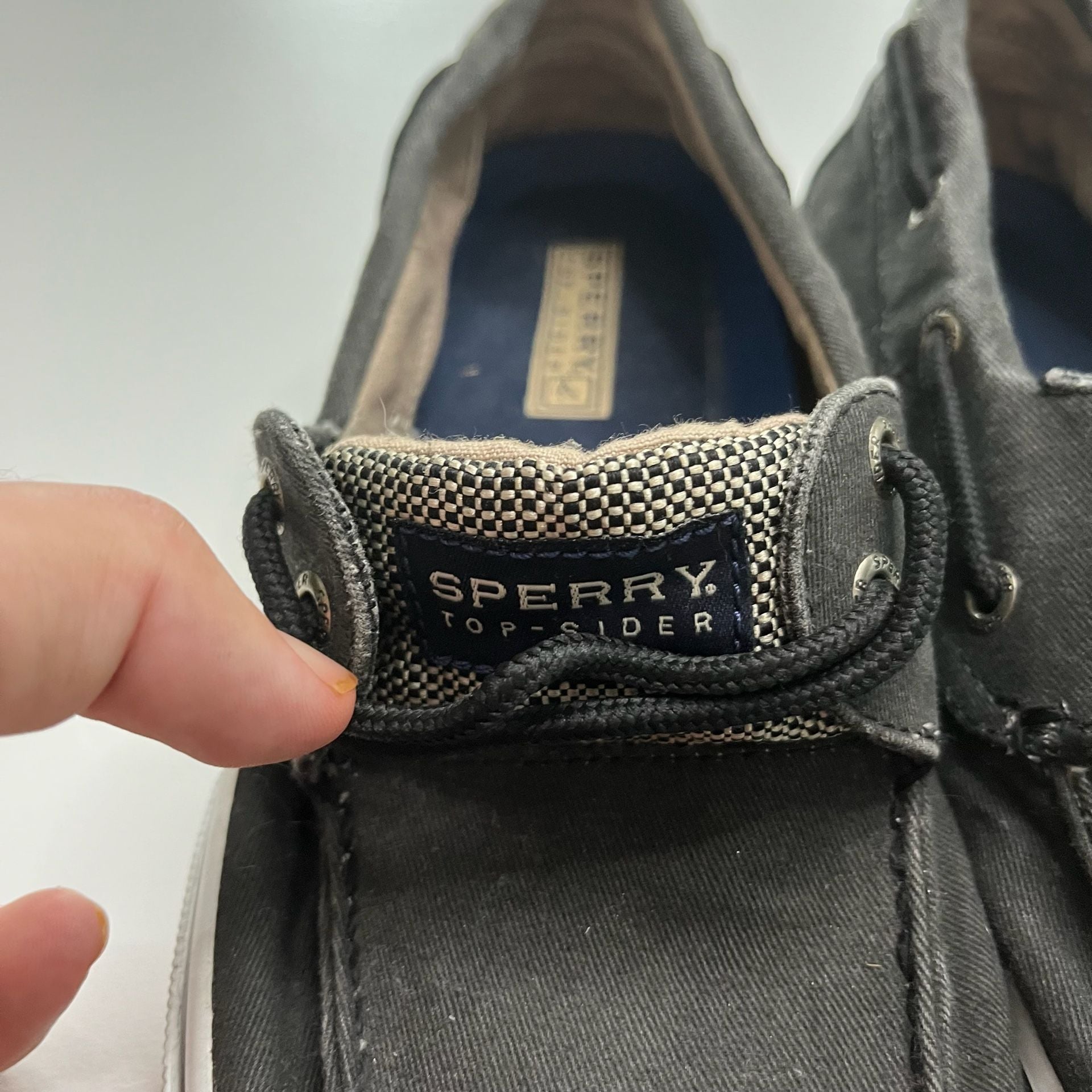 Sperry Halyard 2-Eye Size 8.5 M Black Canvas Boat Shoes 3