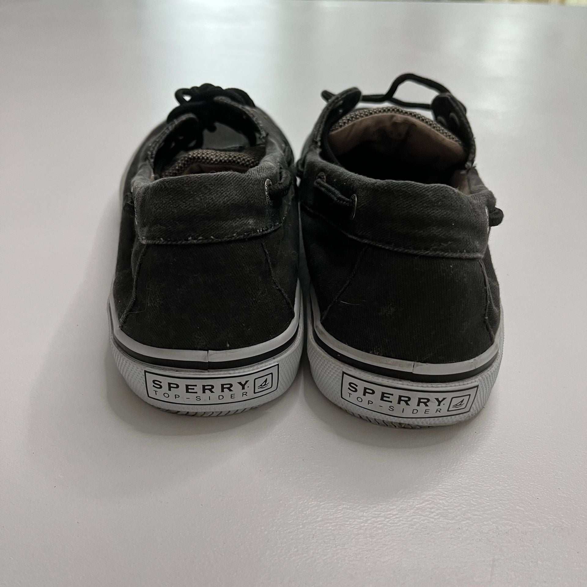 Sperry Halyard 2-Eye Size 8.5 M Black Canvas Boat Shoes 7