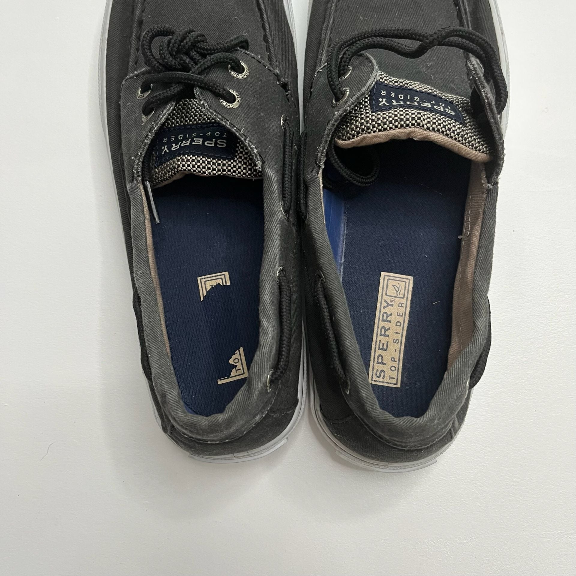 Sperry Halyard 2-Eye Size 8.5 M Black Canvas Boat Shoes 8