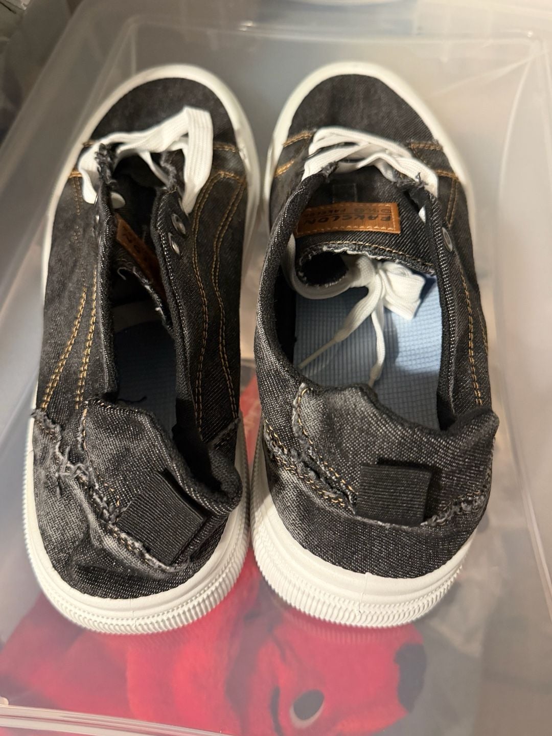 Faksclon Canvas Sneakers Size 48 Black Denim Casual Platform Shoes 5