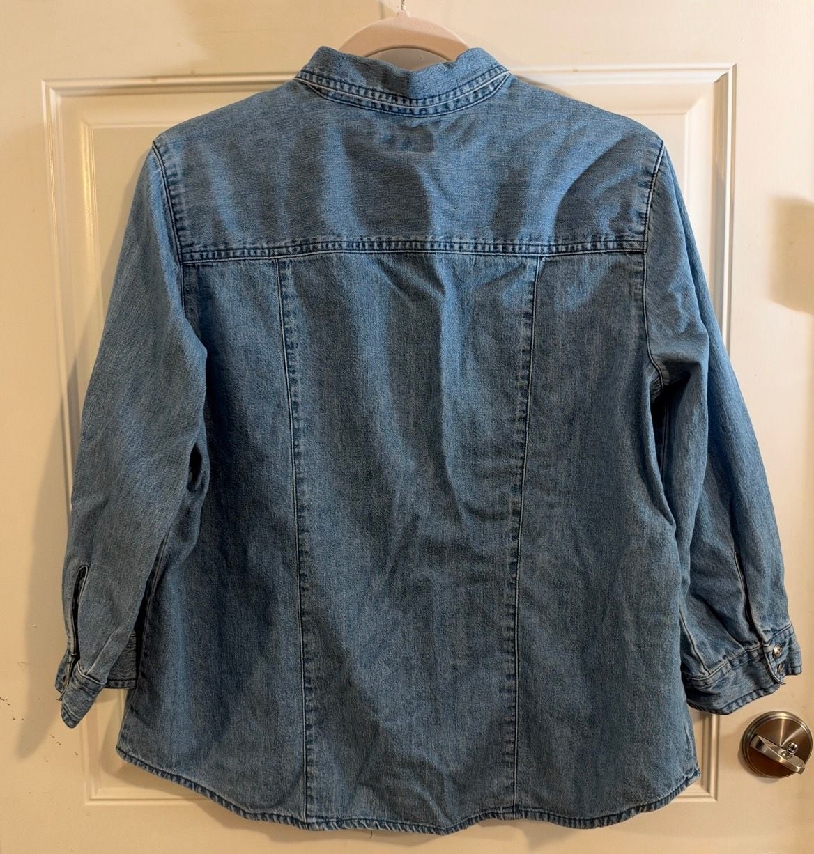 Vintage Floral Embroidered Chambray Denim Shirt 3