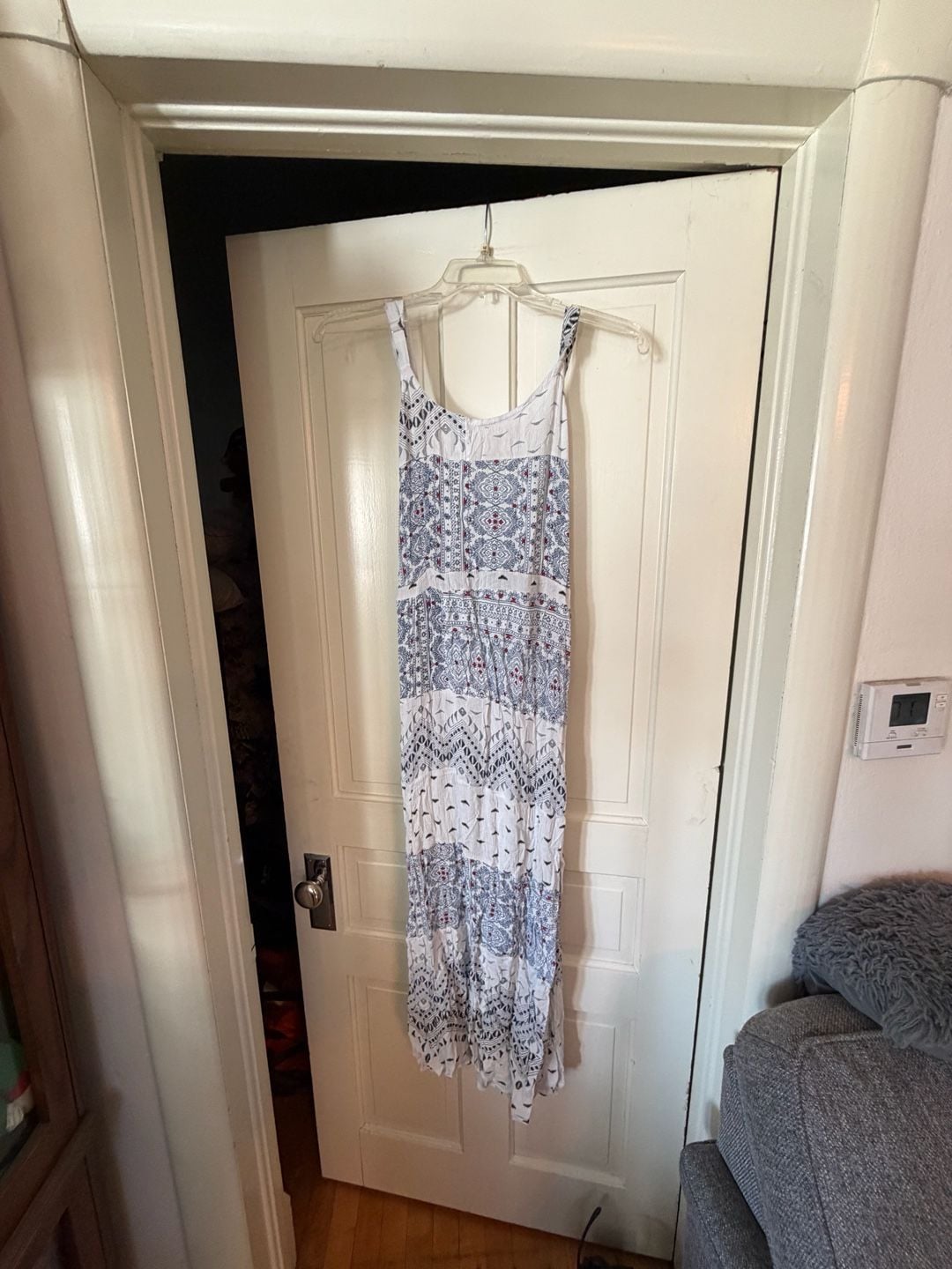 Unbranded Paisley Maxi Dress Free Size White Blue 100% Rayon 2