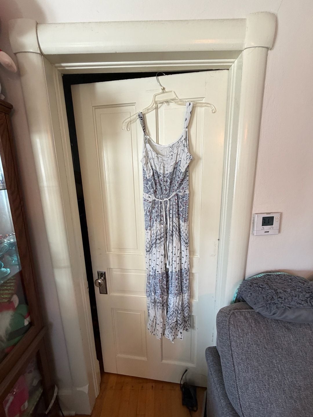 Unbranded Paisley Maxi Dress Free Size White Blue 100% Rayon 7