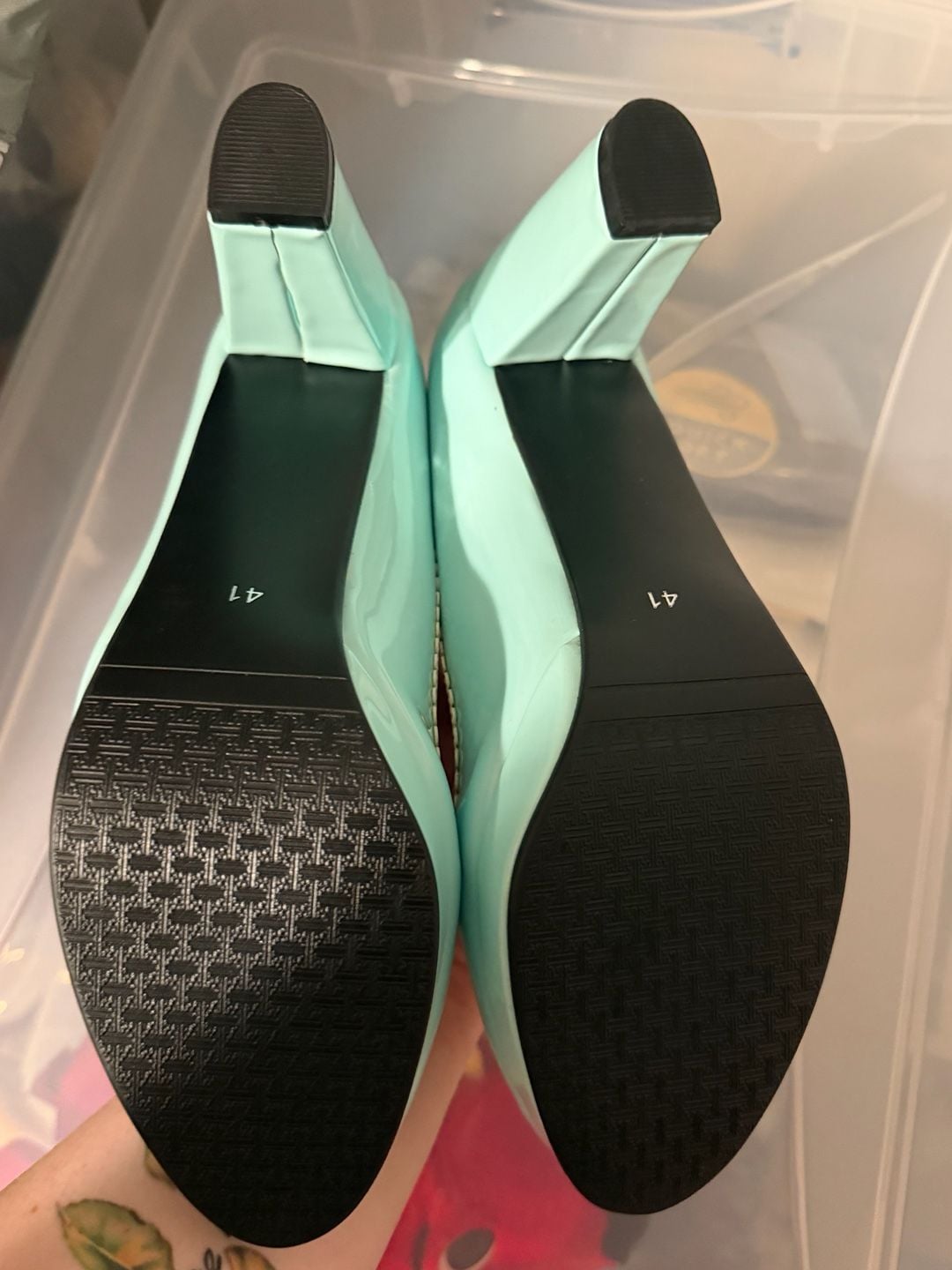 Mary Jane Pumps Size 41 Mint Green White Bow Heels 4