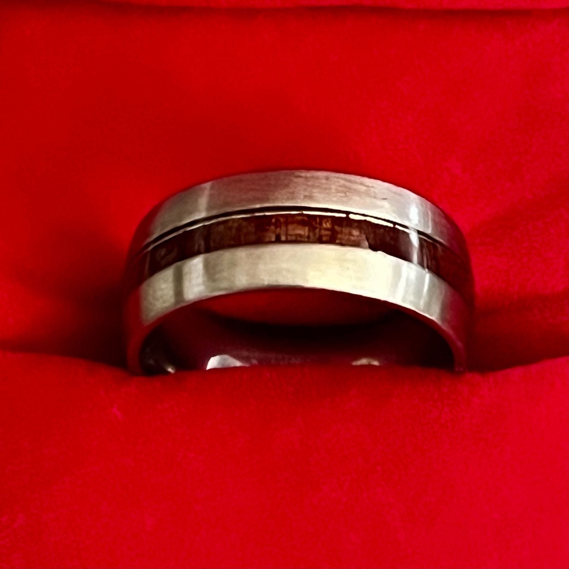 Tungsten Carbide With Koa Wood Inlay Ring 8mm Band Size 7 3
