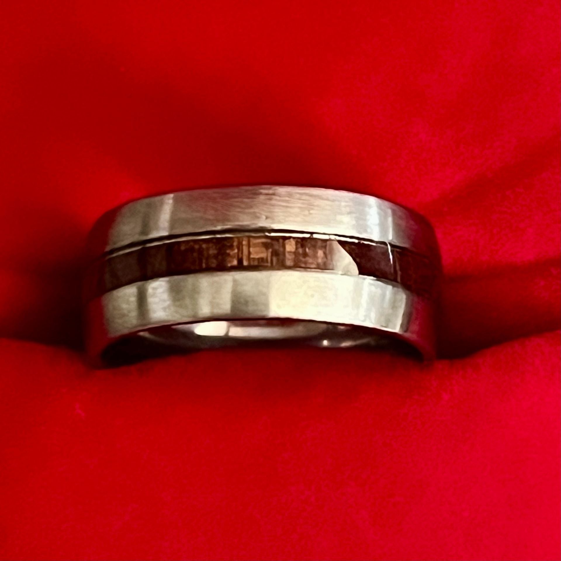 Tungsten Carbide With Koa Wood Inlay Ring 8mm Band Size 7 4