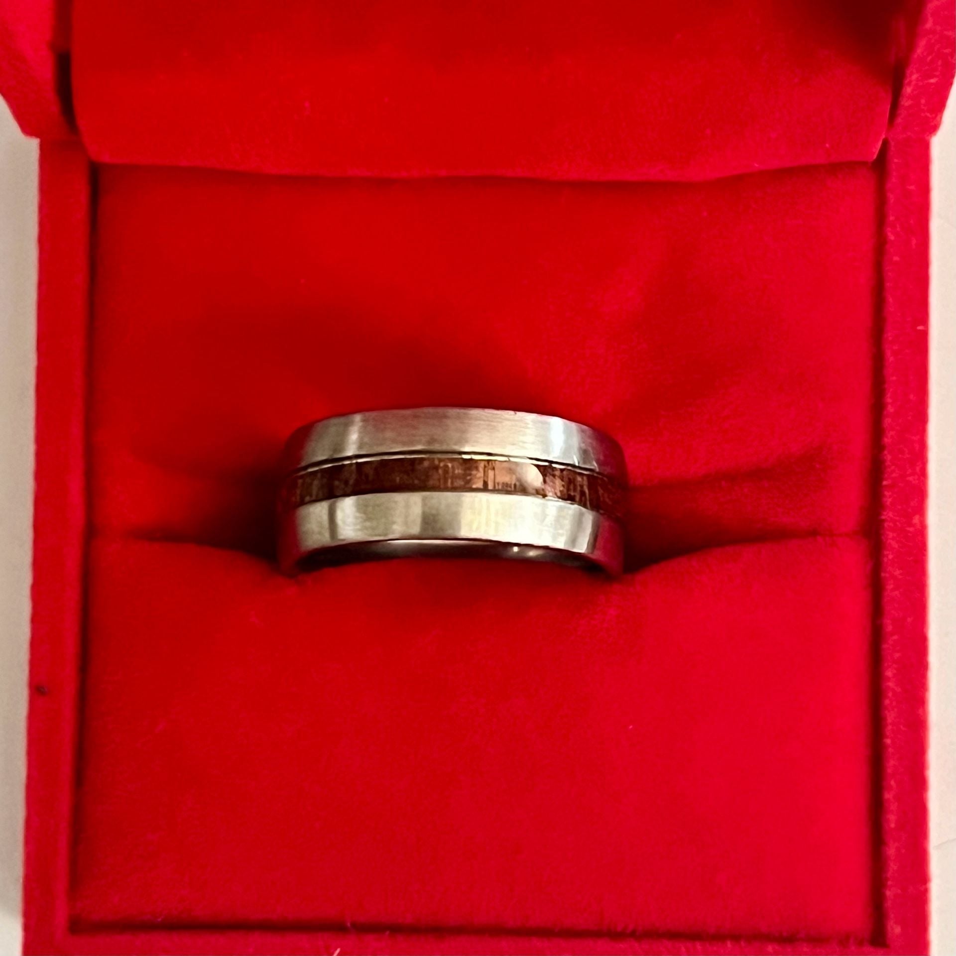 Tungsten Carbide With Koa Wood Inlay Ring 8mm Band Size 7 5