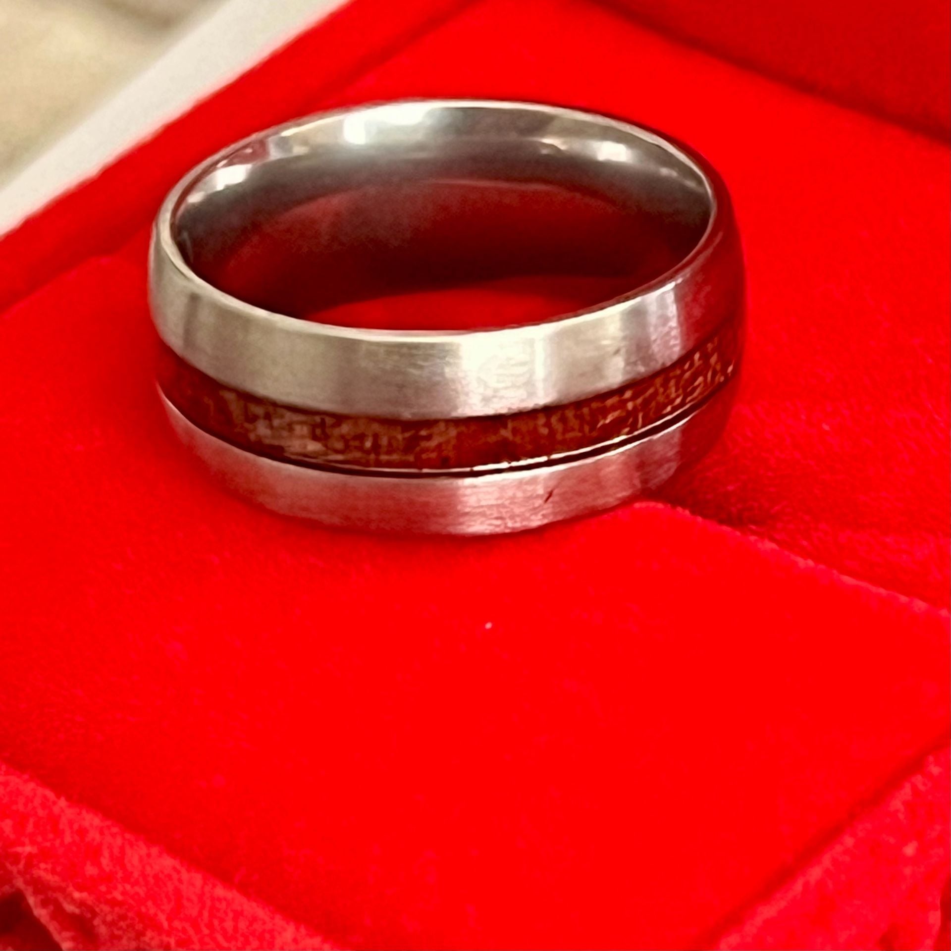 Tungsten Carbide With Koa Wood Inlay Ring 8mm Band Size 7 6