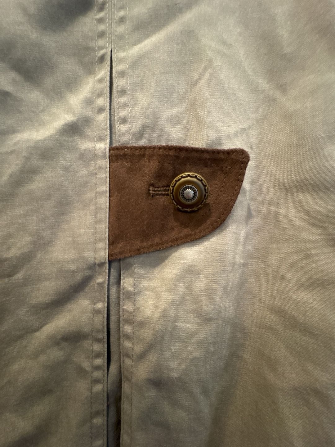 Outbrook Trench Coat Size 8P Khaki Plaid Lined Suede Trim 7