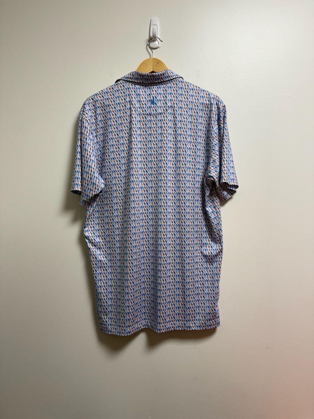 Johnnie-O Foxtrot Performance Polo Size Medium White Shoe Print 4