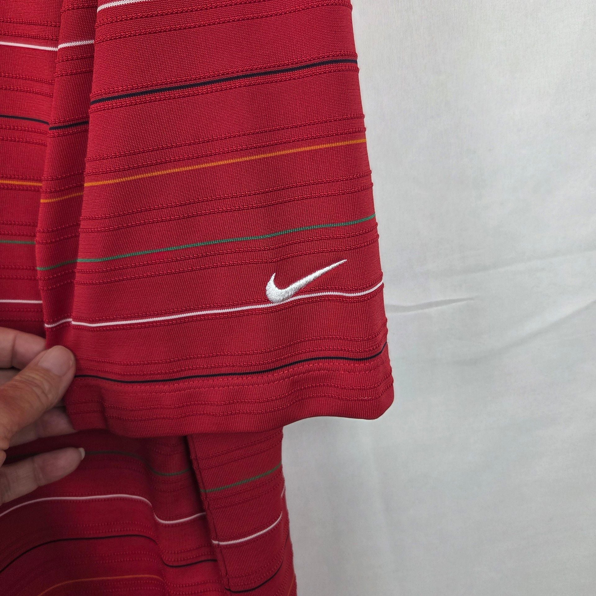 Nike Golf Pebble Beach Polo Shirt Size L Red Striped Fit Dry 5