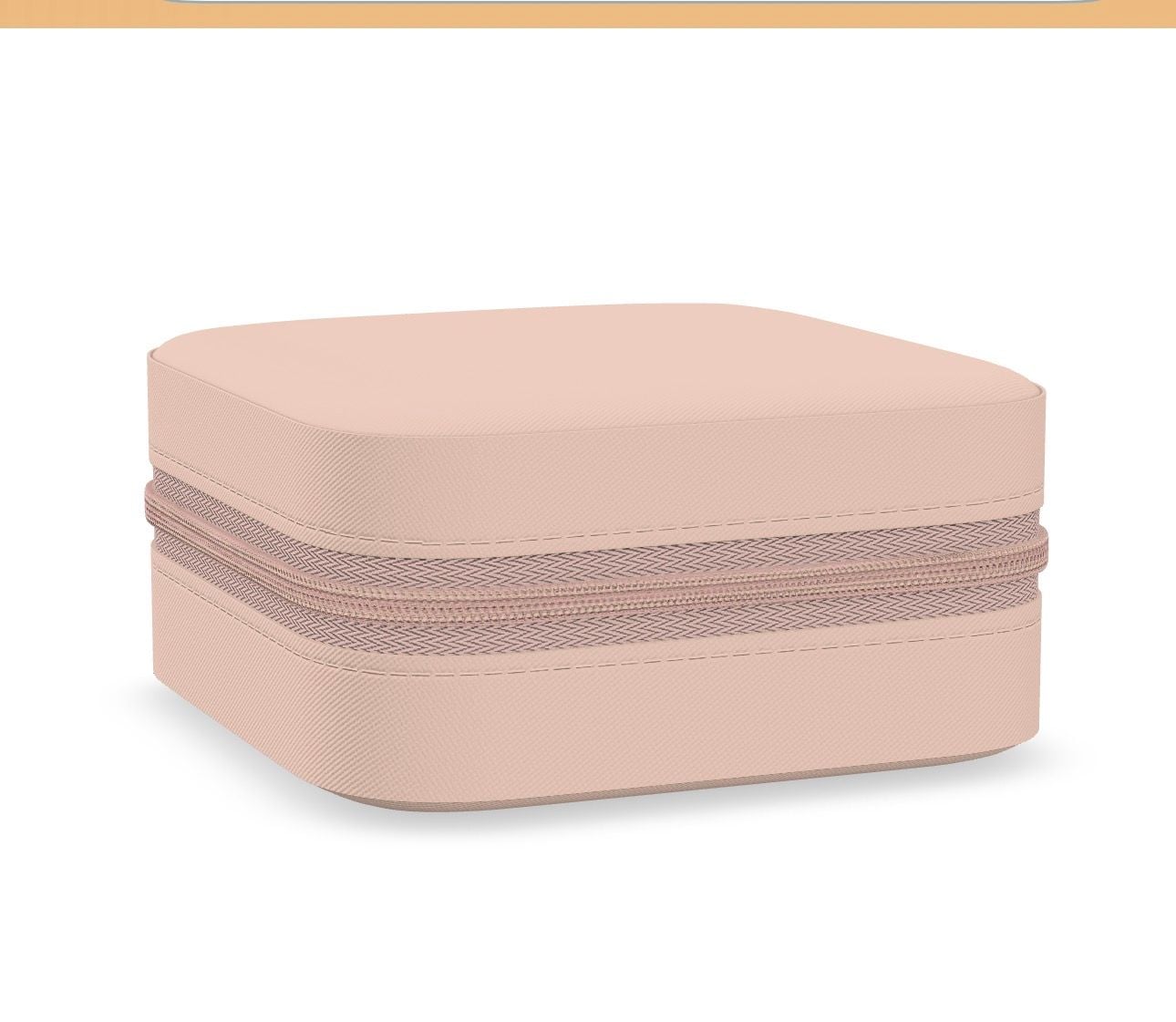 Portable Mini Travel PU Leather Jewelry Storage Box Pink 2
