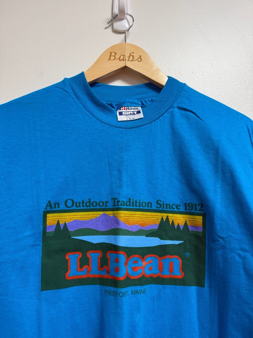 90’s L.L. Bean T-Shirt Size L Blue Outdoor Tradition Logo Vintage 2