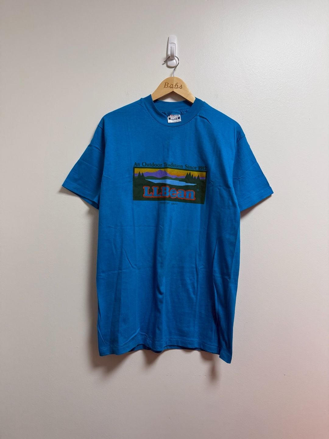 90’s L.L. Bean T-Shirt Size L Blue Outdoor Tradition Logo Vintage 3