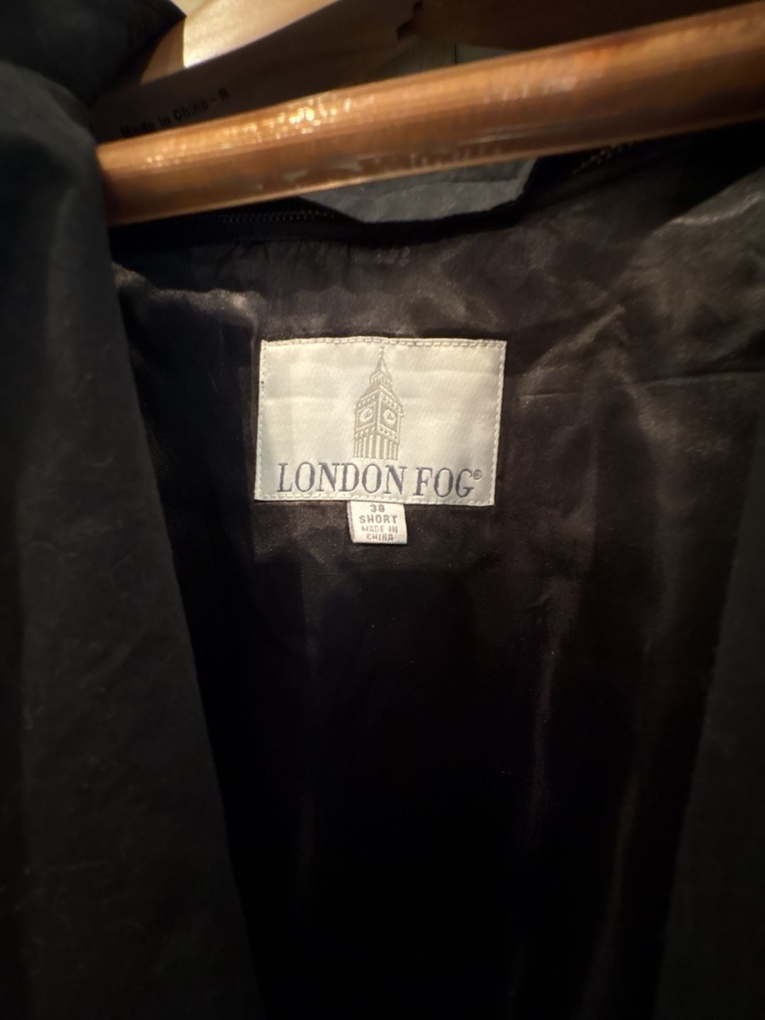 London Fog Trench Coat Size 38 Short Black Double Breasted Belted 3