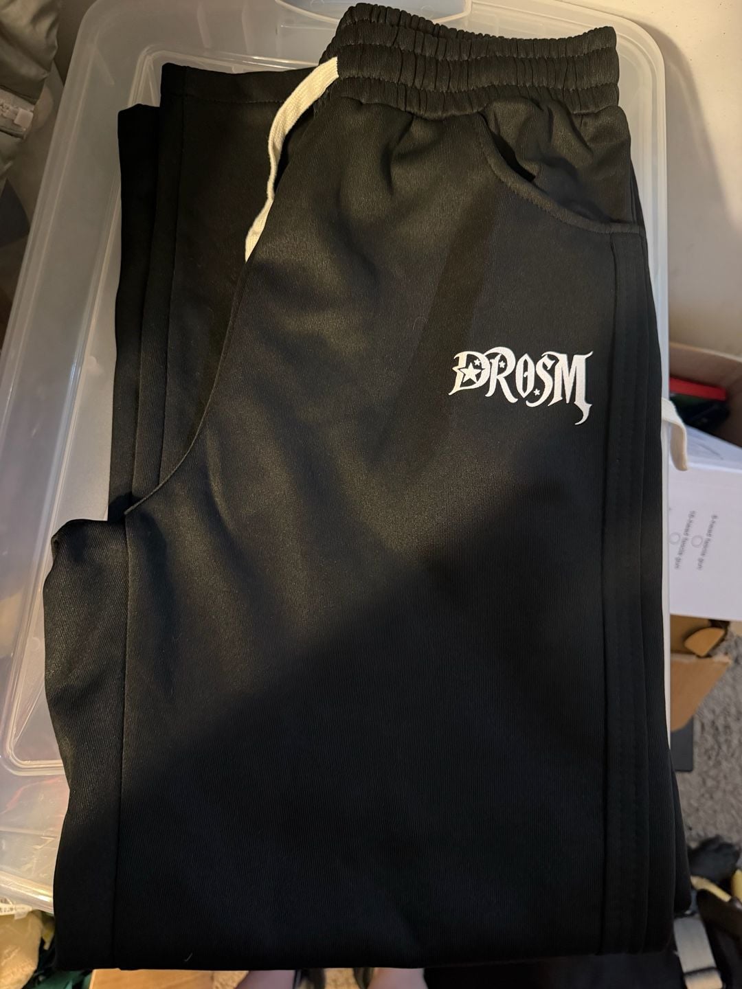 DROSM Sweatpants Size M Black Gothic Letter Joggers 1
