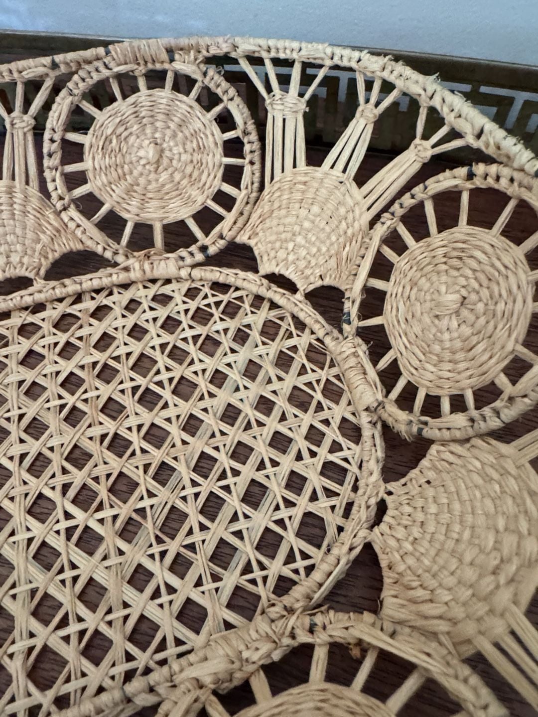 Vintage Hand Woven Straw Raffia Wicker Basket Oval Trinket Tray 4