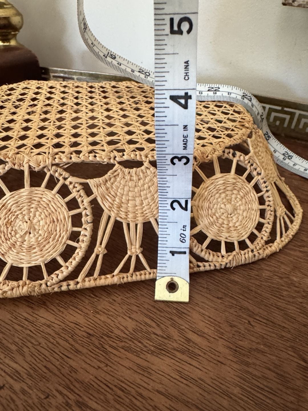 Vintage Hand Woven Straw Raffia Wicker Basket Oval Trinket Tray 6