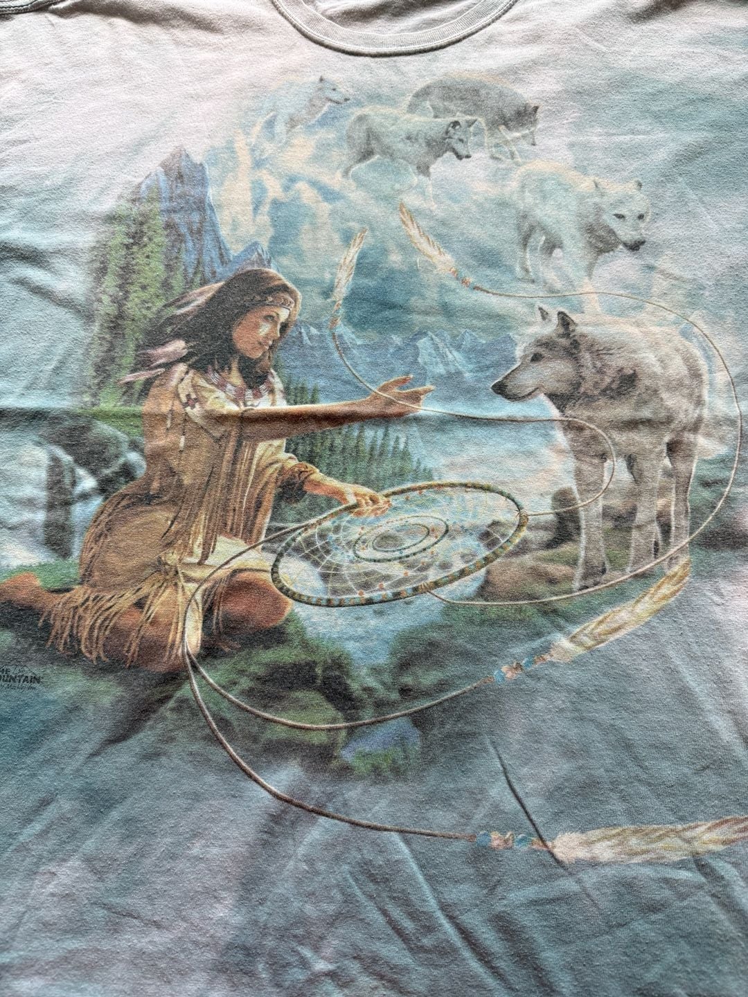 Gildan The Mountain Graphic T-Shirt Size 2XL Native American Wolf Art 5