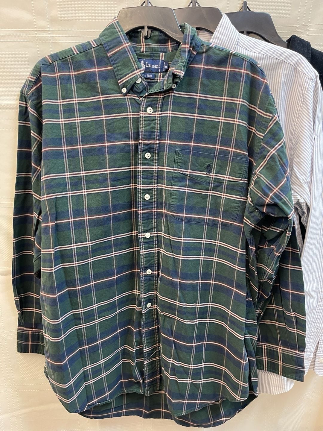 Vintage Ralph Lauren M Plaid Button Shirt Cotton Long Sleeve Grid Chore Jacket 12