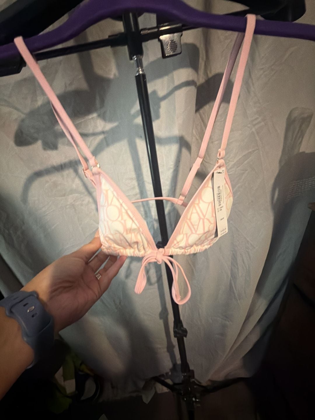 Victoria's Secret Logo Tie-Front Triangle Bikini Top XS/XP 2