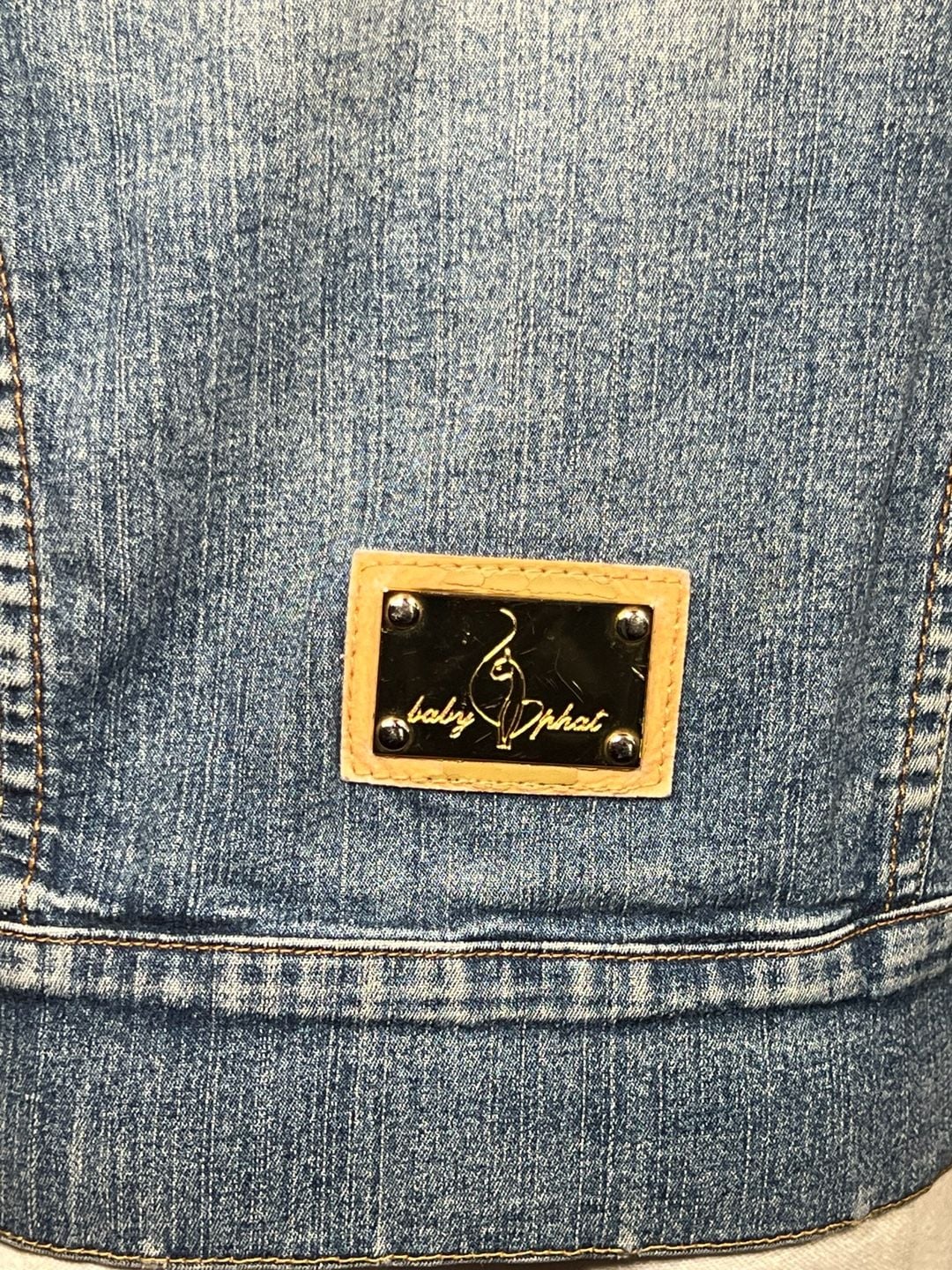 Baby Phat Denim Jacket Size M Blue Zip Up Crop 13