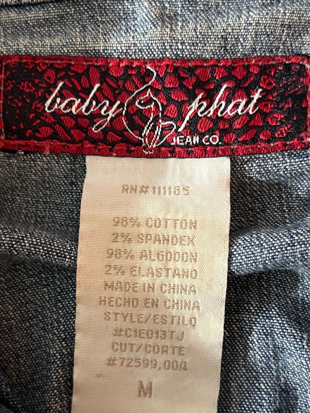 Baby Phat Denim Jacket Size M Blue Zip Up Crop 14