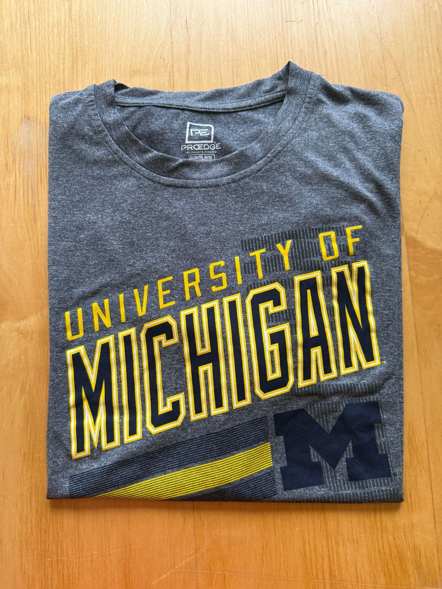 Pro Edge University of Michigan T-Shirt Size 2XL Gray Poly Wolverines 2