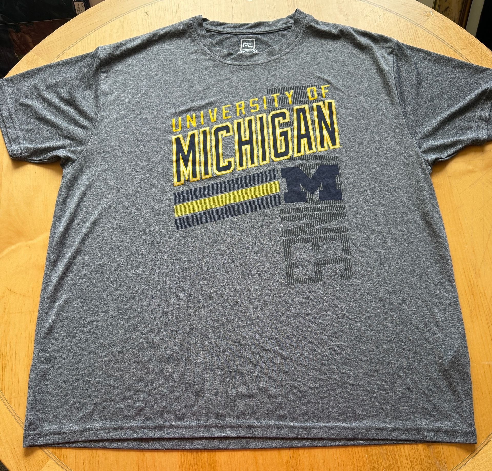 Pro Edge University of Michigan T-Shirt Size 2XL Gray Poly Wolverines 3