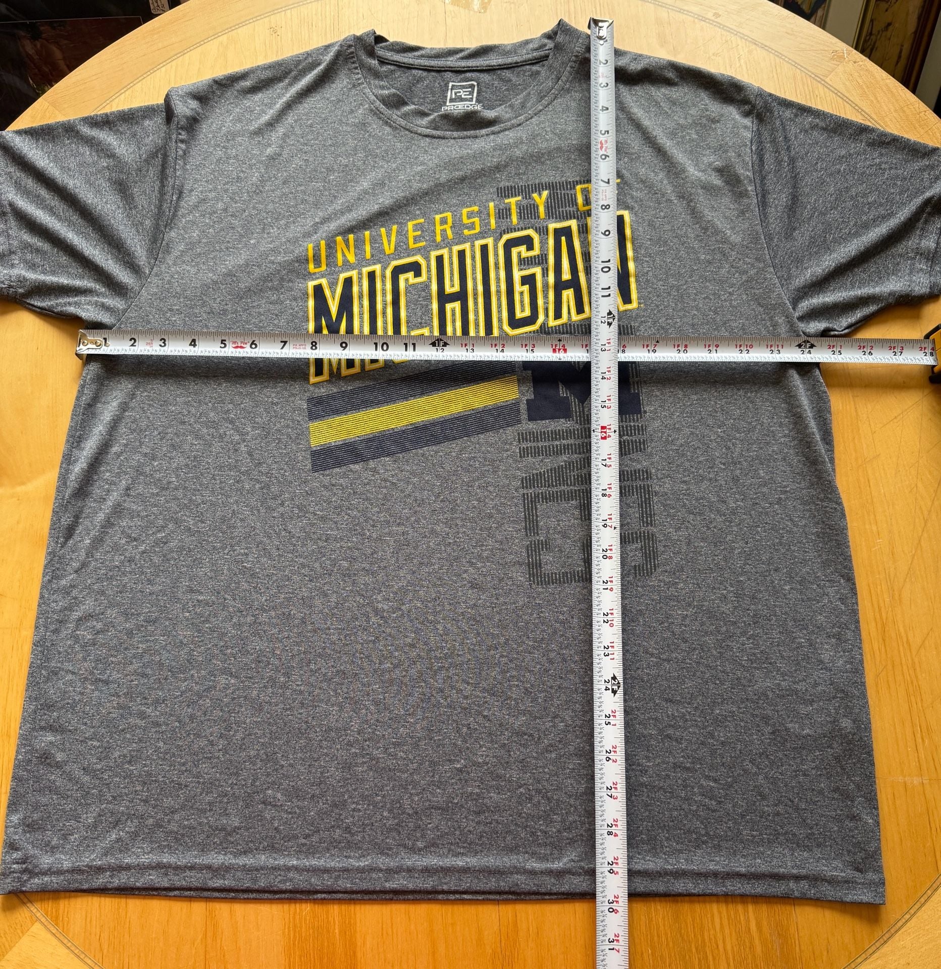 Pro Edge University of Michigan T-Shirt Size 2XL Gray Poly Wolverines 8