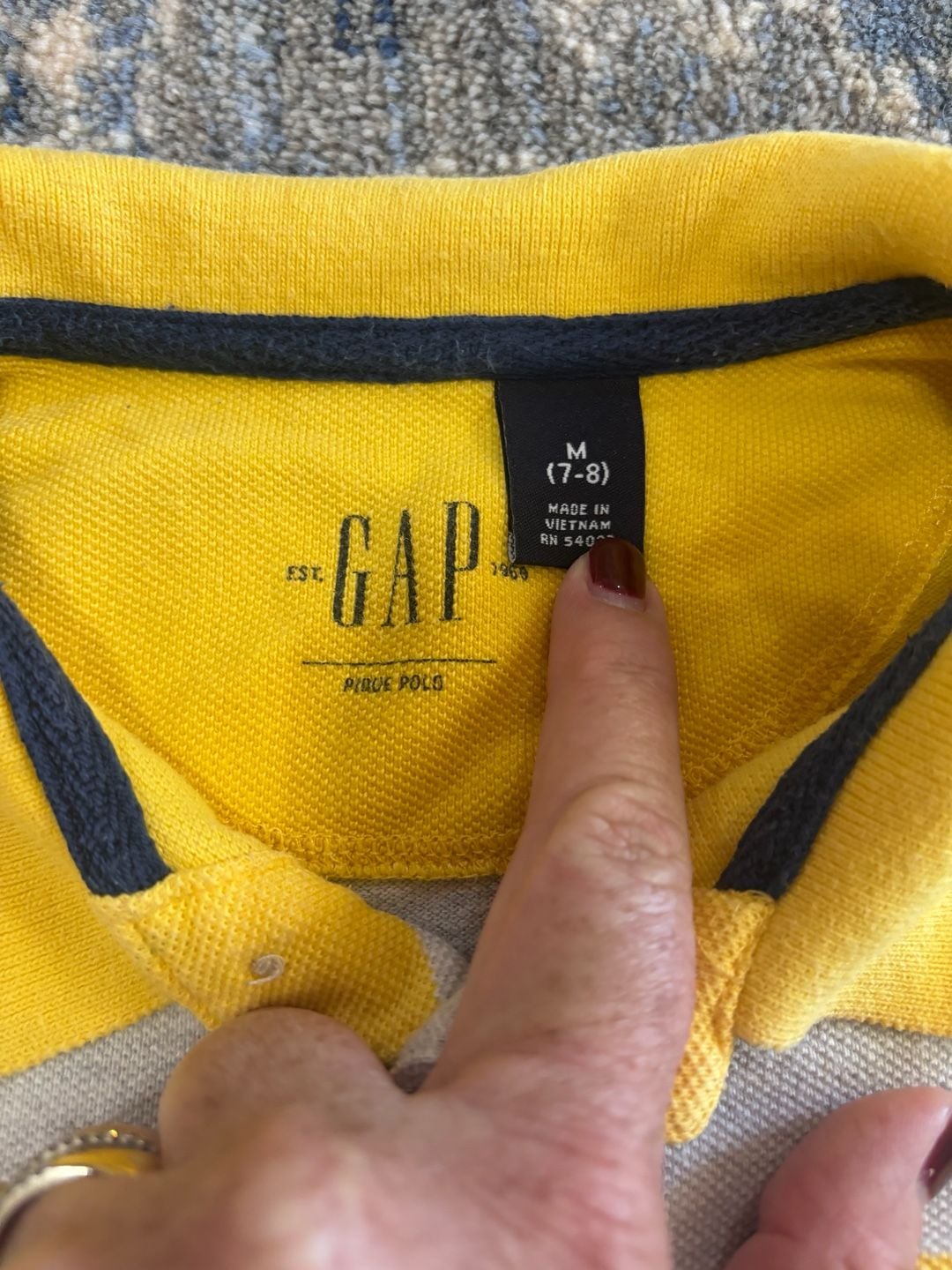 Gap Pique Polo Size YM (7-8) Yellow Gray Striped 5