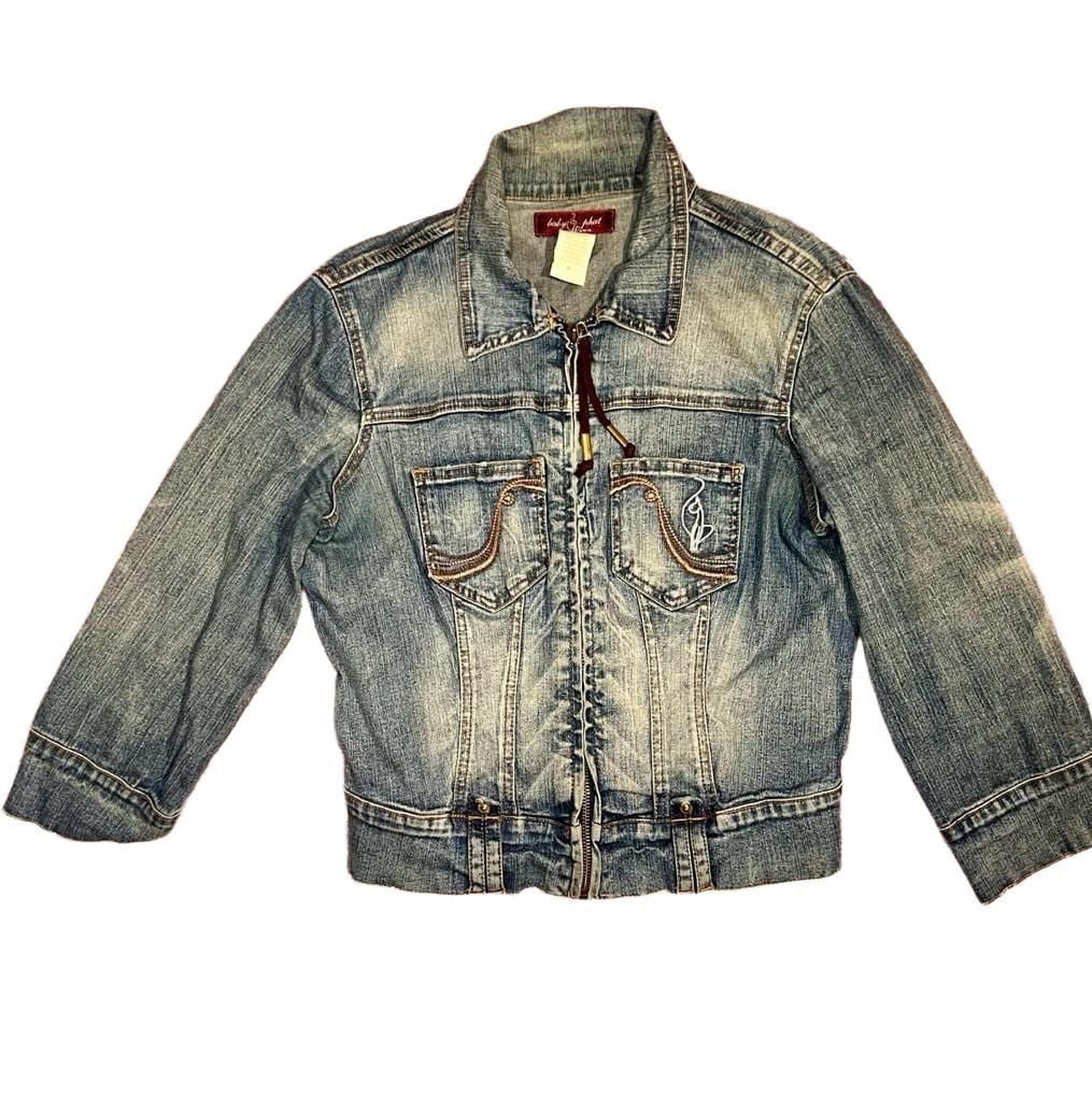 Baby Phat Denim Jacket Size M Blue Zip Up Crop 8