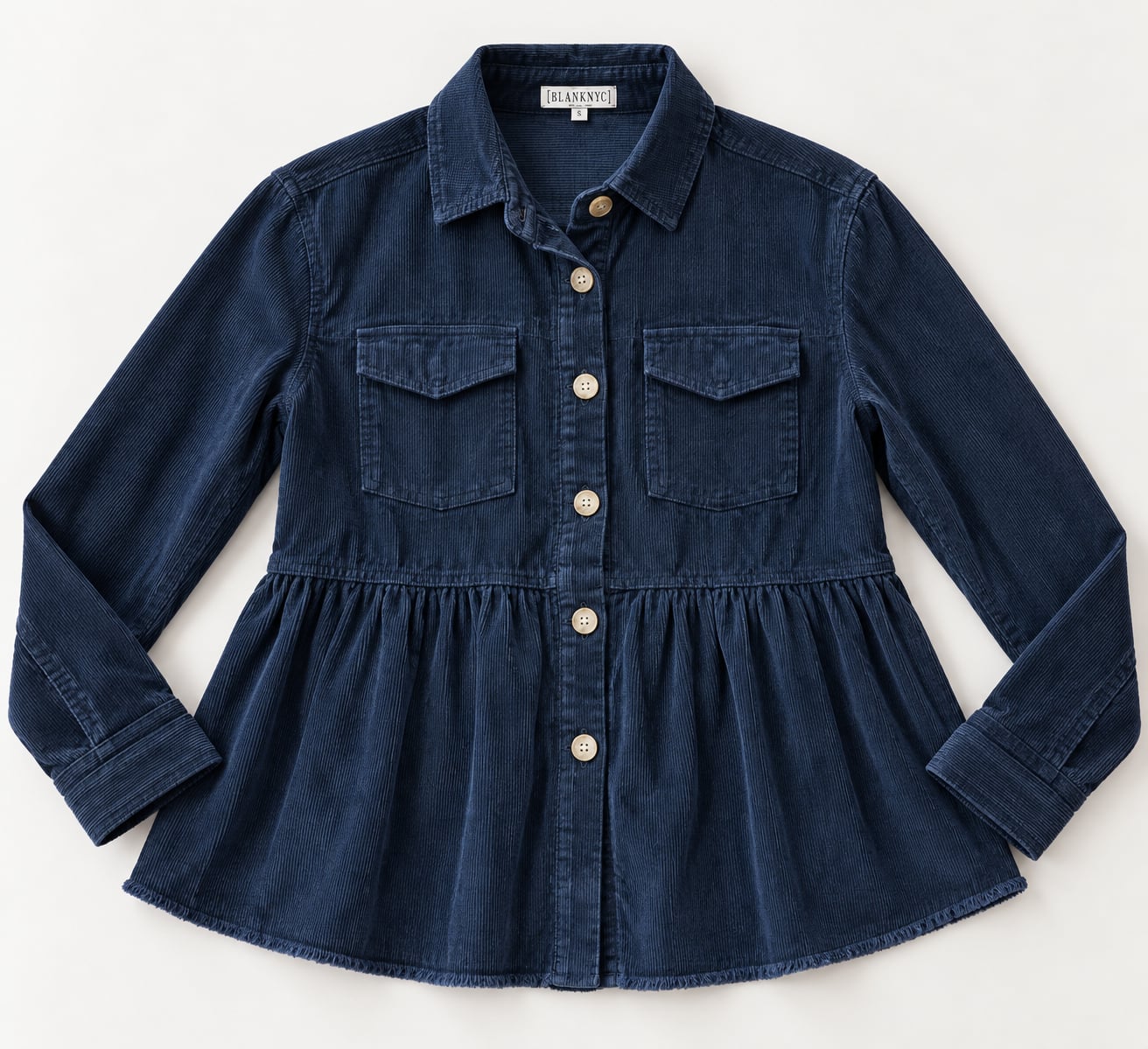 Blakeley Corduroy Peplum Shirt Size M Black (b1) 2