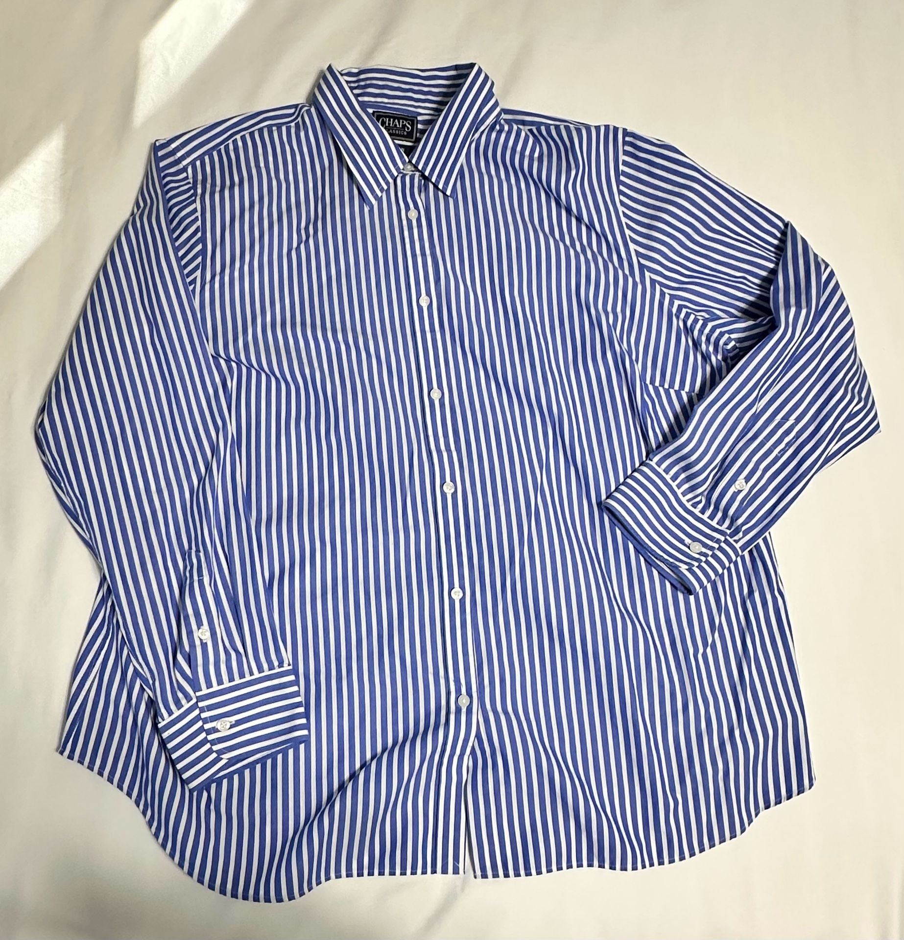 Chaps Classics Striped Button Down Shirt Size Womens 2X Blue 2