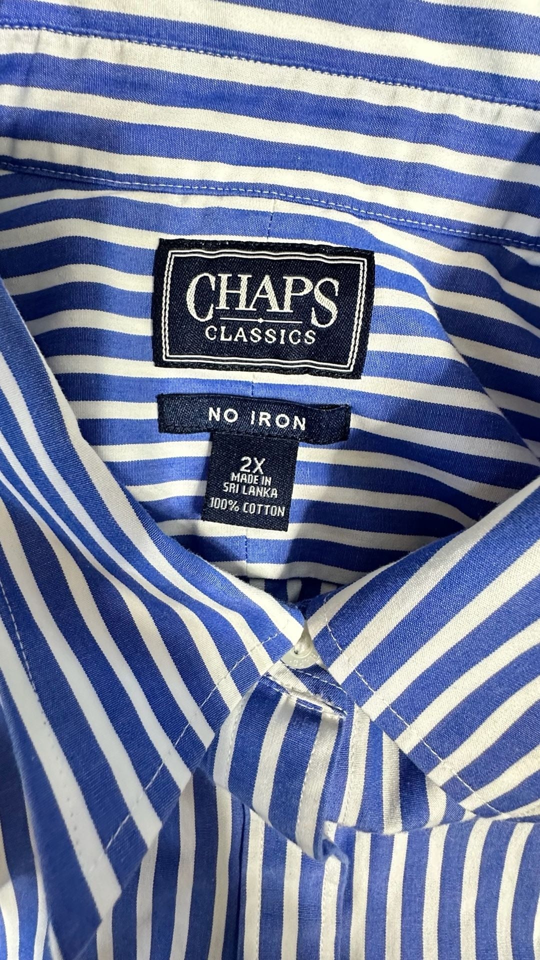 Chaps Classics Striped Button Down Shirt Size Womens 2X Blue 4