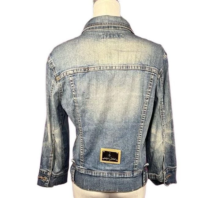Baby Phat Denim Jacket Size M Blue Zip Up Crop 5