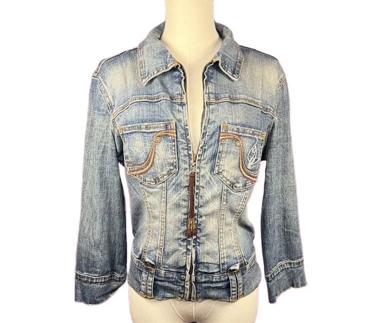 Baby Phat Denim Jacket Size M Blue Zip Up Crop 4