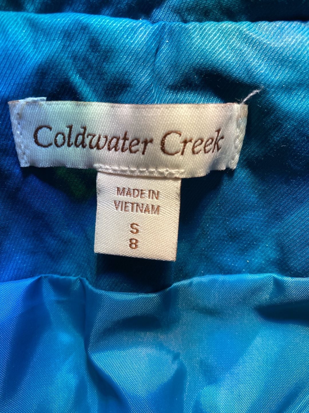 Coldwater Creek Quilted Puffer Vest Size S 8 Blue Green Iridescent Full Zip 3
