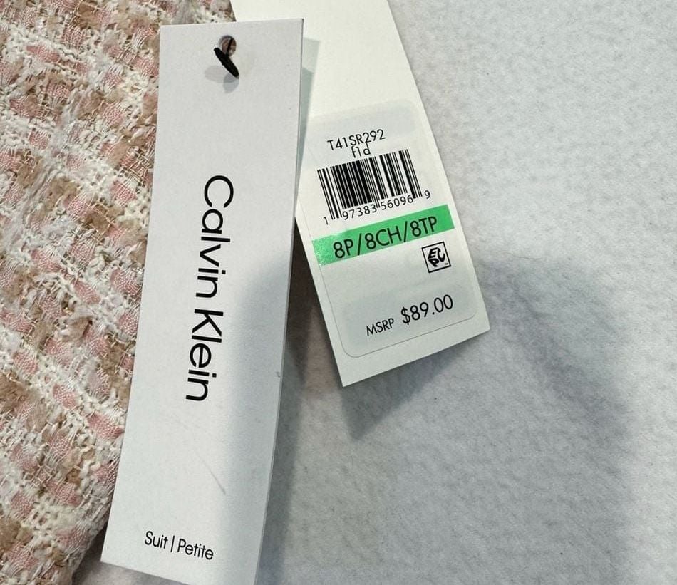 Calvin Klein Women’s 8P Pink Tweed Mini Skirt Petite NWT Frayed Hem Lined 3