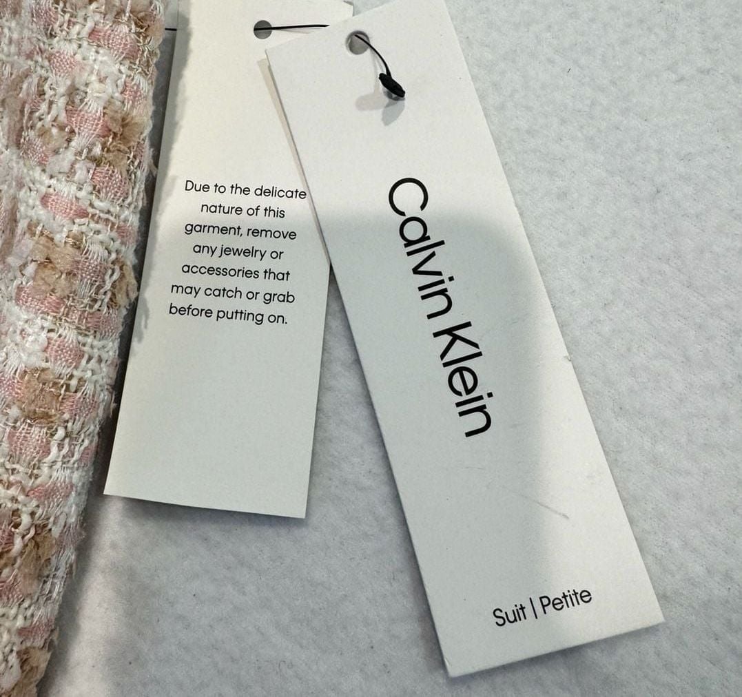 Calvin Klein Women’s 8P Pink Tweed Mini Skirt Petite NWT Frayed Hem Lined 7