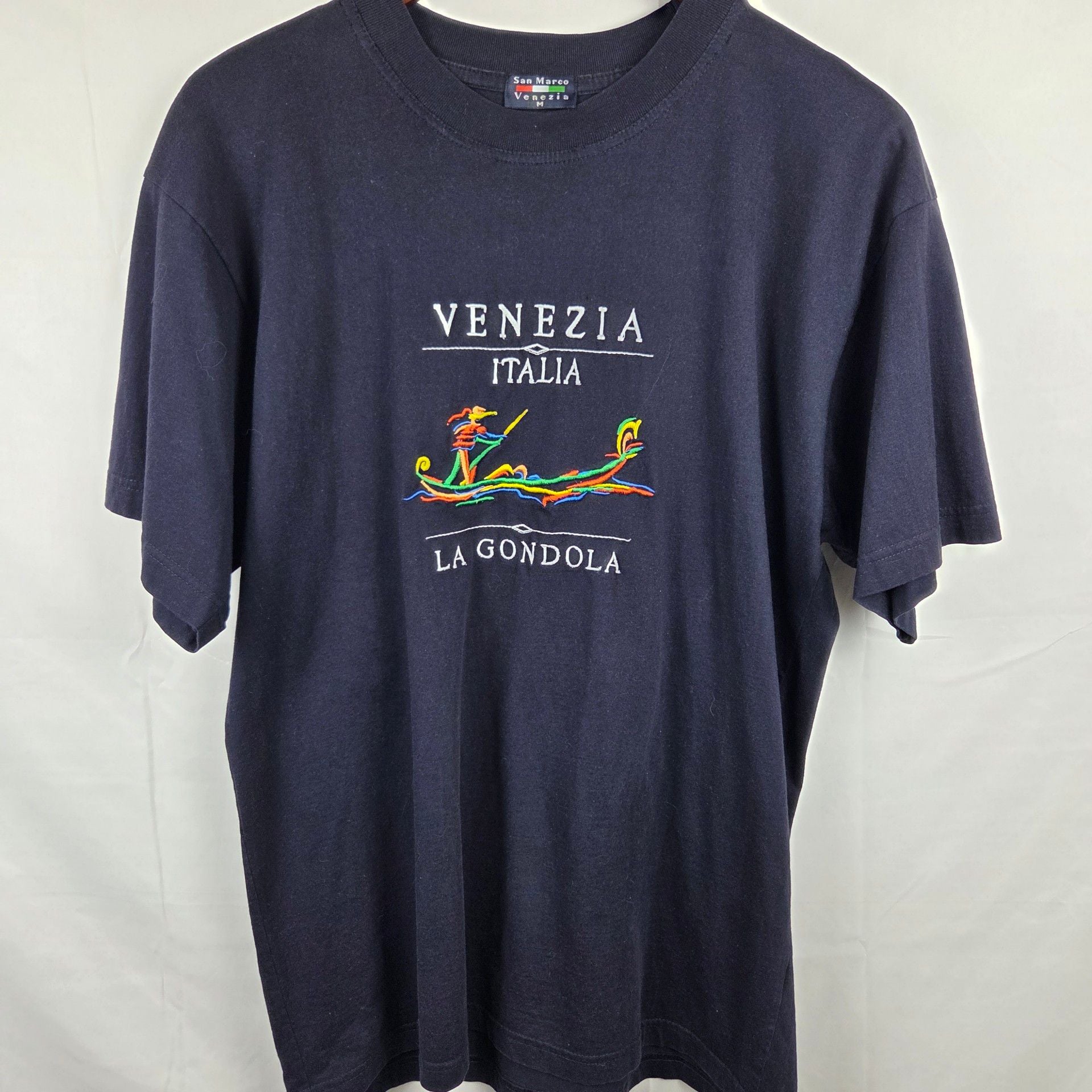 San Marco Venezia Italia T-Shirt Size M Black Embroidered Gondola 2