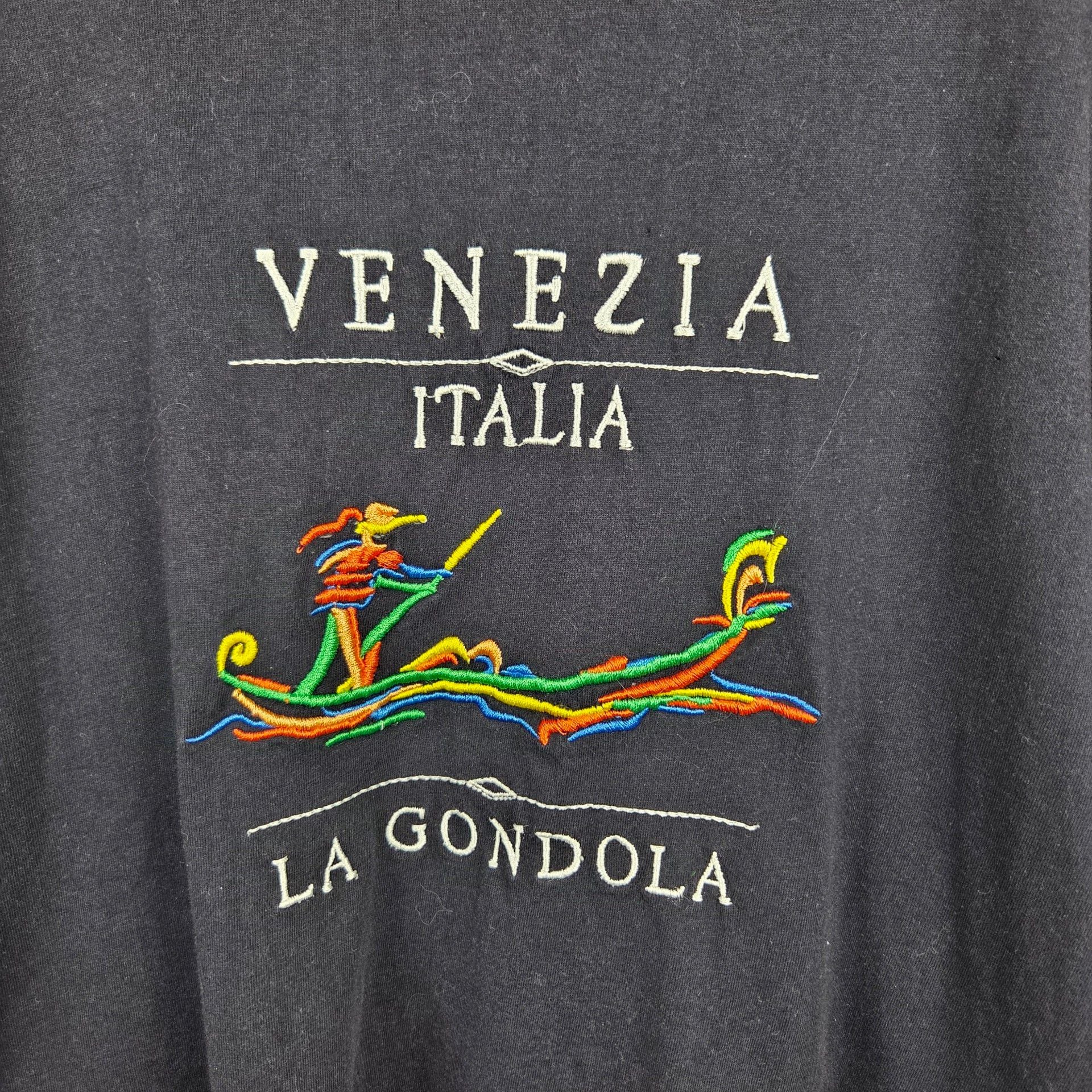 San Marco Venezia Italia T-Shirt Size M Black Embroidered Gondola 3