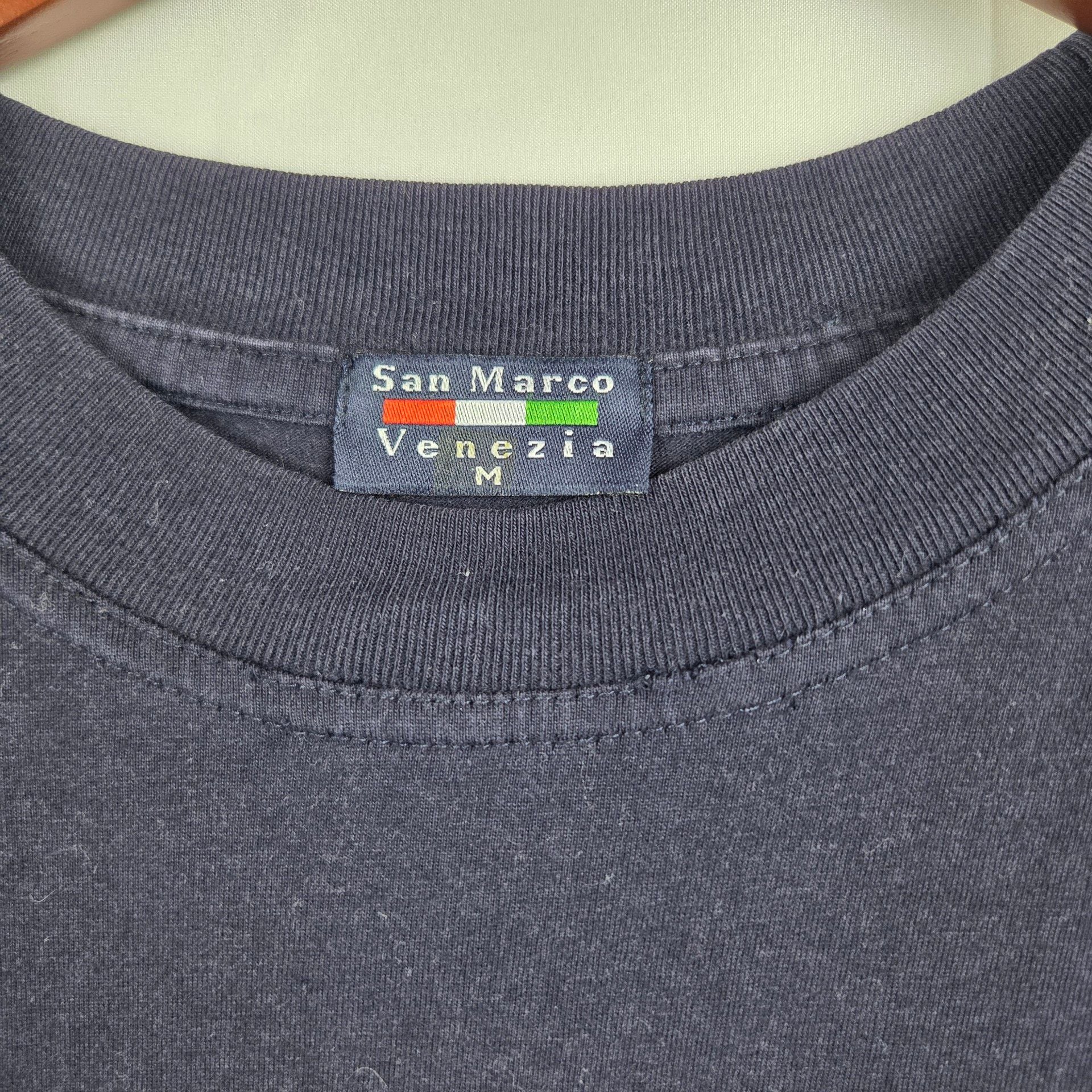San Marco Venezia Italia T-Shirt Size M Black Embroidered Gondola 4